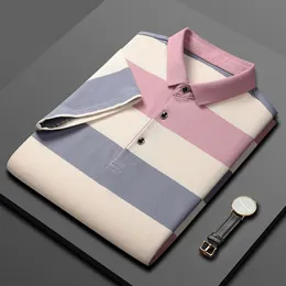 Mens Classic Striped Polo Shirt Cotton Short Sleeve Summer Plus Oversize 4XL 240301