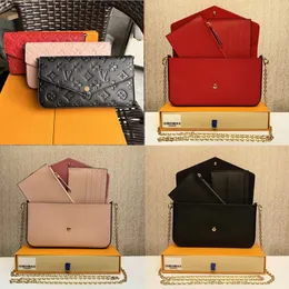 Çok Felicie Pochette Luxurys Tasarımcı Çanta 3pcs Set Kadın Çantalar Çanta Çantası Deri Çanta Moda Omuz Leydi Kutu M61276 TOTE ÇANTA CALLET