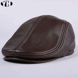 2019 nuovissimo uomo in vera pelle genuino cappello berretto da baseball di marca strillone berretto cappello invernale caldo berretti cappelli berretto di pelle bovina T200104322I