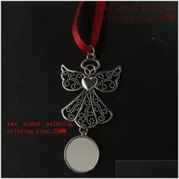 Collane con ciondolo Sublimazione Blank Angel Wing Car Hang Pendenti Articoli 001 Transfer Printing Consumabili Drop Delivery Gioielli Neckl Dhhwf