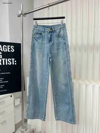 سراويل جينز للعلامة التجارية جين مصمم سروال شعار أزياء عرضية واسعة الساق جينز سليم