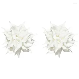 장식용 꽃 40 PCS 인공 흰색 칼라 백합 홈 키친 장식을위한 부드러운 라텍스 재료