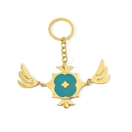 Keychains Genshin Game Anime Venti Pendant KeyChain For Women & Man Cosplay Jewelry Keyring Figure Peripheral Gift