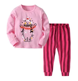 Повседневный детский хлопковый пижамный комплект для девочек с единорогом, рождественский топ с длинными рукавами для малышей, брюки, одежда для девочек9986332