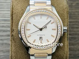 Polo Date Ladies Watch 36mm 18k Rose Gold Diamond Wristwatch Watches Luxury 1110p Mechanical Mechanical Crystal 5 Colors