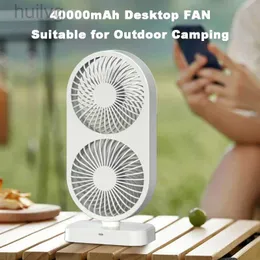 Elektrische Ventilatoren Dual 6 Zoll Camping Desktop-Ventilator 40000 mAh wiederaufladbare tragbare leise Tischventilatoren kabellose 4-Gang-Mini-Schreibtischventilador 240316