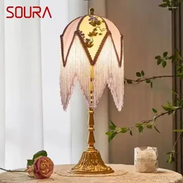 Lampy stołowe Soura francuskie lampa frędzle amerykańska retro salon sypialnia willa europejska pasterska kreatywne światło biurka