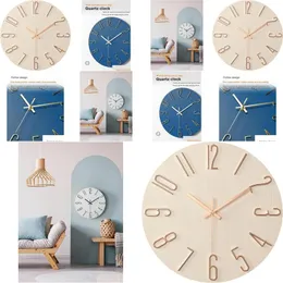 Wall Clocks Fogude Simple And Modern Home Clock 12-Inch Silent Non-Ticking Battery-Powered Decorative Drop Delivery Garden Decor Otkim