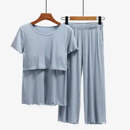 Conjunto de roupas para maternidade, roupa de dormir para mulheres grávidas, roupa de dormir para amamentar, gravidez, amamentação