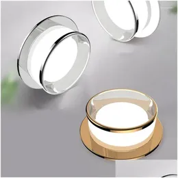 Luzes de teto Golden Sier Crystal Recessed Downlight Lâmpada LED 5W 7W 9W 12W 15W Dimmable Spot Luminárias Interior Iluminação Gota Entrega Dhrpl