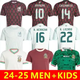 2024 2025 México camisa de futebol H. LOSANO CHICHARITO G DOS SANTOS C. VELA 24 25 conjuntos de camisa de futebol esportivo masculino kit infantil uniforme mexicano casa fora