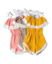 Toddler Girls Lace Rompers Infant Ruffle Splice Lace Onesies Infant Baby Newborn Girls Casual Clothes Cotton Linen Baby Romper 271454566