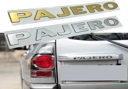 Srebrne złoto dla Mitsubishi Pajero Letters Emblem Wystrój naklejka AB 3D AUTO AUTO PRZEDNIE FENDER BUMPER FONT TRUNK LOGO LOGO DOCAL TUNING5806168