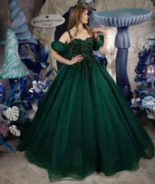 Girl Dresses Extra Puffy Emerald Girls Pageant Sequins Appliques Children Birthday Gowns Sweetheart Little Pography