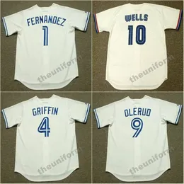 Mężczyzn 1979-2001 Tony Fernandez Danny Ainge Dave Winfield Damaso Garcia John Olerud Carlos Delgado Pat Borders Vernon Wells Toronto Baseball Jersey S-5xl