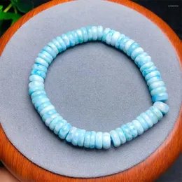 Braccialetti a maglie Bracciale Larimar naturale Cristallo Reiki Guarigione Pietra preziosa di alta qualità Gioielli di moda Regalo di Natale 7X3MM