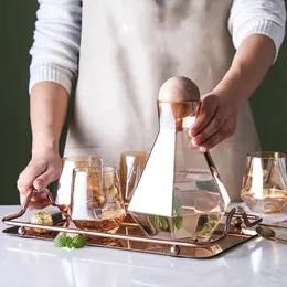 Flachmänner Sechseckiges Glas Saftkrug Tasse Kalter Wasserkocher Transparente gebeizte Diamant-Teekanne Heimtee-Set Anzug Direktverkauf