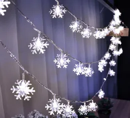 6M 40LED Snowflake String Lights Snow Fairy Garland Decoration For Christmas Tree Happy New Year Fairy Battery Powered Light7659090