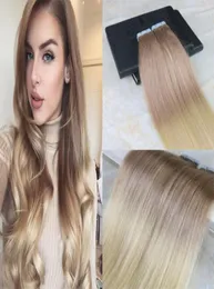 Glue in Colored Extensions Full Head Two Tone Ombre Hair Extensions Dip Dye Hair Color 18 Dark Ash Blonde to 613 20Pcs 50G1211275