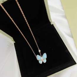 Wedding Jewelry Sets Vintage Set Sweet Brand Designer Top Sterling Silver Blue Ceramic Butterfly Charm Earrings And Pendant Necklace Q240316