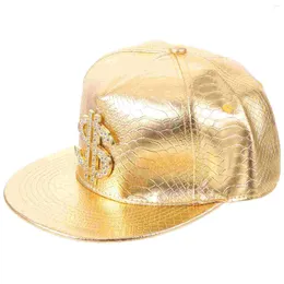 Berretti da baseball Cappello da baseball alla moda con motivo a coccodrillo Segno del dollaro in oro Sole con tesa piatta hip-hop