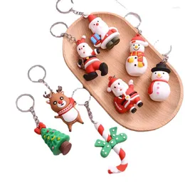 Chaveiros Silicone Natal Chaveiro Bonito Borracha Macia Árvore Veado Boneco de Neve Santa Pingente Chaveiro Presentes