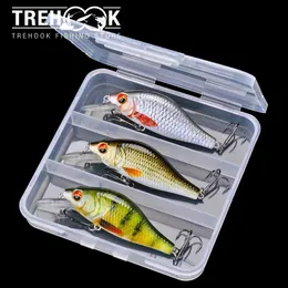 TREHOOK 3 pz 7 cm 11 g Minnow Galleggiante Richiamo di Pesca Set di Wobblers per Luccio Esche Artificiali Kit Crankbaits Attrezzatura da pesca 240306