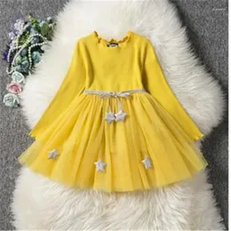 Casual Dresses Flower Princess Dress For Girls Winter Long Sleeve Party Tutu Christmas Costume Kids Children 2-7 Year Clothes