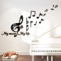 Music Note Acrylic 3D Wall Stickers for Classroom Dance Room DIY Art Decoration Living Home Decor 240312