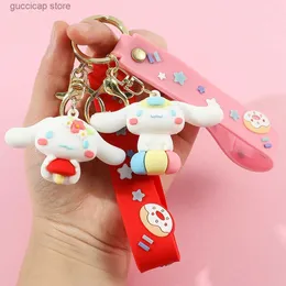 مفاتيح حبل الحبل اللطيف الكرتون Kawaii Sanrioed Kuromi Mymelody Kitty Cinnamorol keychain Carning حقيبة الهاتف المحمول قلادة معلقة المجوهرات Y240316