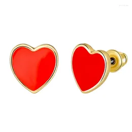 Brincos pendurados Szelam Moda Coração Vermelho Para Mulheres Pequena Festa Dourada Amor Boucle D'Oreille SER160153