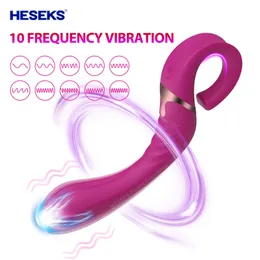 HESEKS Curved Wand Vibrator G Spot 10 Vibration Handheld Realistic Dildo Adult Sex Toys Clitoris Stimulator for Women Couples 240312