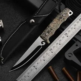 Tactical Knives Outdoor Knife With High Hardness Sharp Wooden Handle Small Straight Knife Wilderness Survival Barbecue Meat-Eating Fruit KnifeL2403