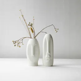 Vasi Set 2 Vaso per il viso Minimalista Pampas Moderno bianco fatto a mano in ceramica Nordic Decor Scpture Scptural Drop Delivery Home Garden Dhv5N