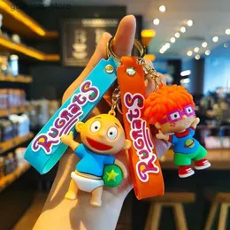 Keychains Lanyards Cartoon Anime Kawaii Rugrats in Paris Pendant Keychain Car Key Chain Keyrings Phone Bag Ornament Fashion Jewelry Gifts Y240316