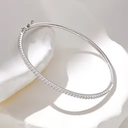 2024 Choucong Düğün Bangle Basit Moda Takı 10kt Beyaz Altın Dolgu Pave Beyaz 5a Kübik Zircon CZ Pırlanta Partisi Kadınlar Tek Satır Zirkon Damla Gemi Hediyesi