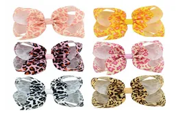 6pcslot 4Inch Print Leopard Grosgrain Ribbon Bows With Hair Clips Boutique Ribbon Bow Print Hair Accessories For Girls 7765928316