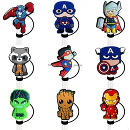 Drinking Sts 27Colors Boys Science Fiction Hero Characters Sile St Toppers Accessories Er Charms Reusable Splash Proof Dust Plug Decor Otfl0