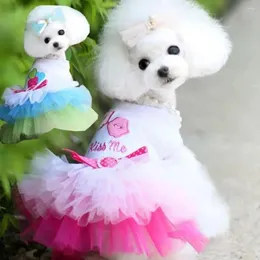 Abbigliamento per cani Abito per animali domestici Gonna con motivo a cuori d'amore Colore sfumato Cotone Estate Principessa Matrimonio per abiti da festa a piedi