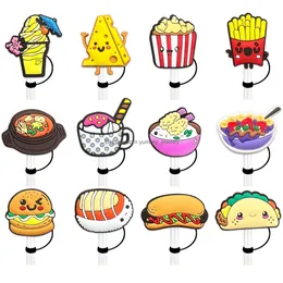 Drinking Sts Hamburger Pizza Sile St Toppers Accessories Er Charms Reusable Splash Proof Dust Plug Decorative 8Mm/10Mm Drop Delivery Otz3G