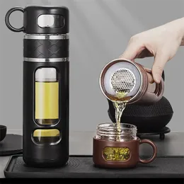 520ml Çay Su Şişesi Filtreli Yüksek Borosilikat Cam Ayırma Kupası Taşınabilir Filtreleme Tumbler 240314