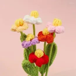 Decorative Flowers Single Head Puff Flower Branch Hand Knitted Bouquet Cute Crochet Plant Valentine's Day Gift