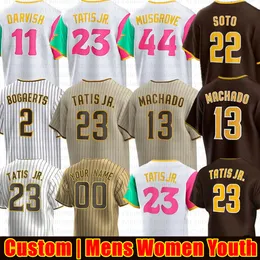 Custom 23 Fernando Tatis Jr. 야구 유니폼 매니 마르코도 토니 그윈 하-시 윌 마이어스 yu darvish jake cronenworth Xander Bogaerts Trent Grisham Joe Musgrove