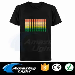 Mäns casual skjortor heta försäljning ljud aktiv utjämnar el t shirt utjämnar lyser upp LED t-skjorta blinkande sic aktiverad LED t-shirtc24315