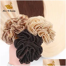 Плетение человеческих волос 2 пучка Remy Hand Tie Weft Плетение человеческих волос Высокое качество Наращивание человеческих волос Оптовая продажа Цвет Настраиваемый падение Del Dh5Ho