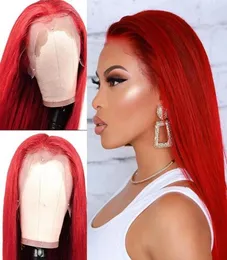 1828inch red color long brazilian lace front wig silky strieg hat耐性gluess syntheitc wigs for blackwhite women cosp1731394