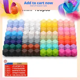 LOFCA 100PCS 14 mm mini sześciokątne silikonowe koraliki BPA darmowy żywność łańcuch smoczka dla niemowląt koraliki dziecięce ząbek DIY Chew Toys 240308