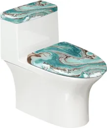 Toalettstolskydd för badrum Toalettlocket täcker rund anti-halk elastisk kant toalett tanklock dammskydd marmor dekoration