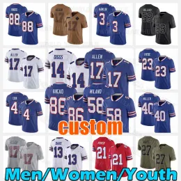 17 Josh Allen Camisa de futebol Dalton Kincaid Stefon Diggs Von Miller Dawson Knox Matt Milano Micah Hyde Damar Hamlin Poyer Gabriel James Cook Gabe Davis 2 Tyler Bass