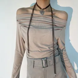 Pendant Necklaces Q0KE Heart Necklace Black Rope Punk Collar For Girl Streetwear Chocker